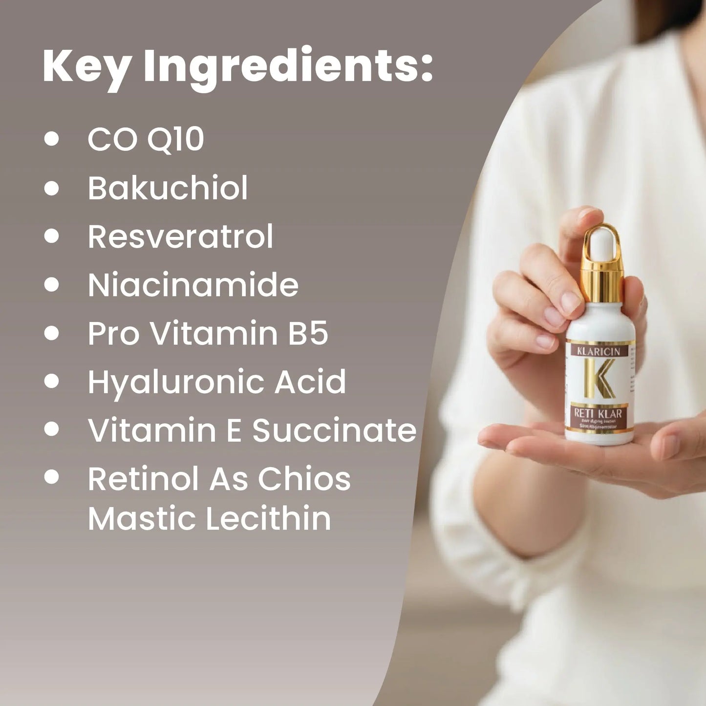 Reti Klar (Liposomal Retinol and Bakuchiol Anti-Wrinkle Serum) Klaricin