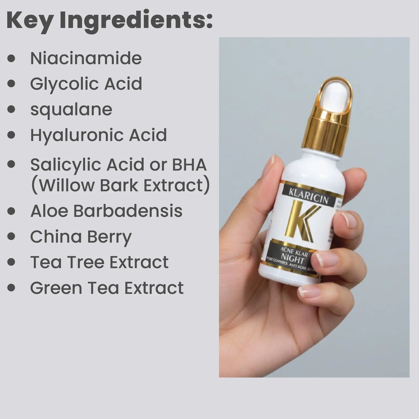 Acne Klar Night (Anti-Acne Pore Minimizing Serum) Klaricin